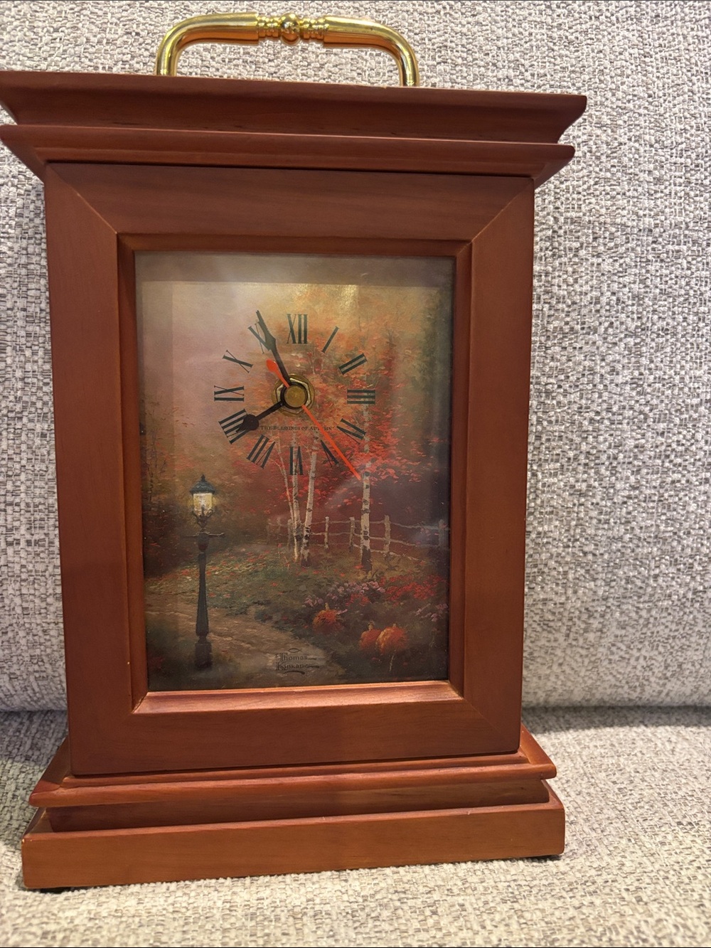 Hallmark Brown Wooden Mantel Clock with Autumn Scene